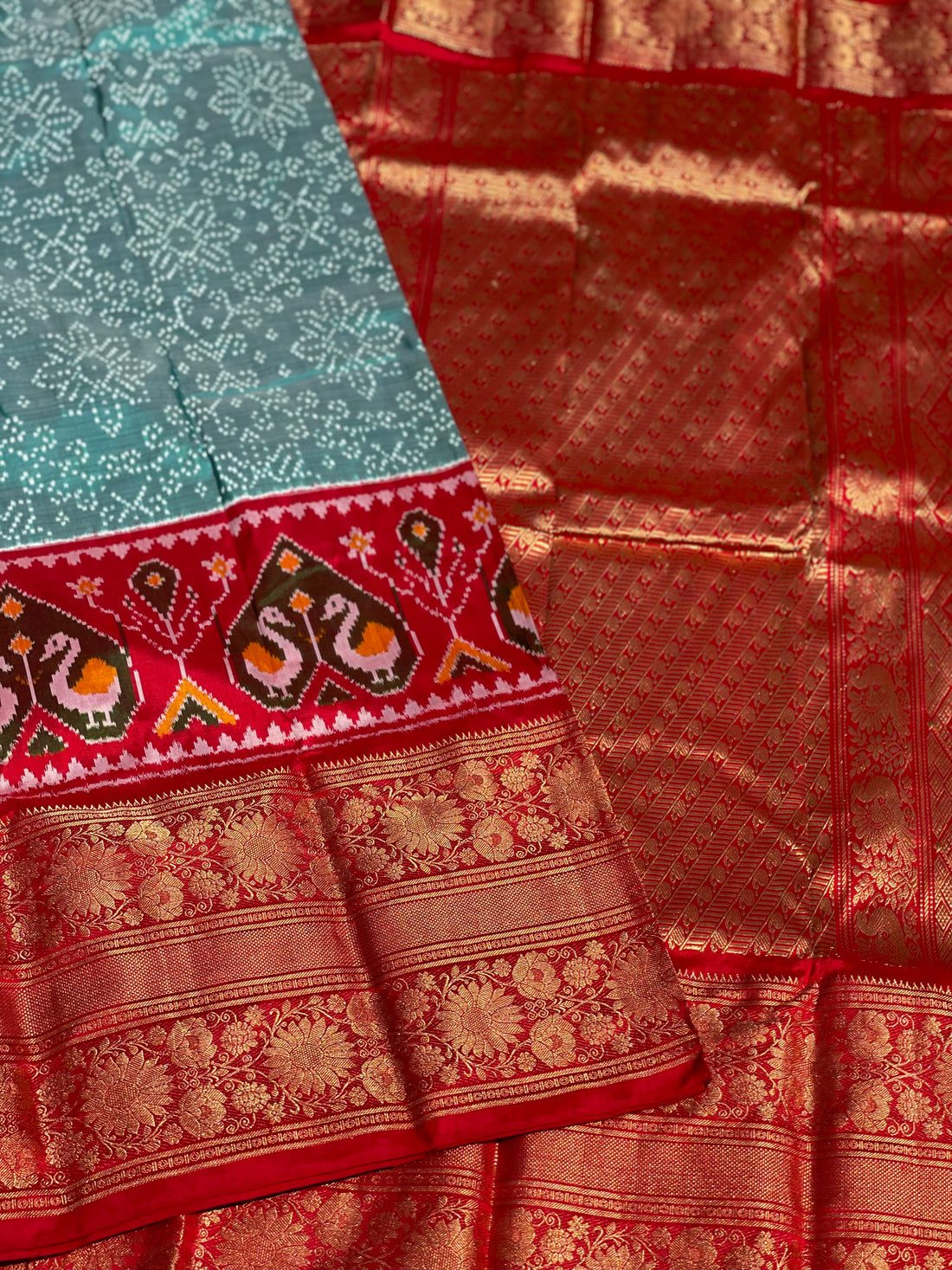Twill Ikkat Kanchivaram border silk saree