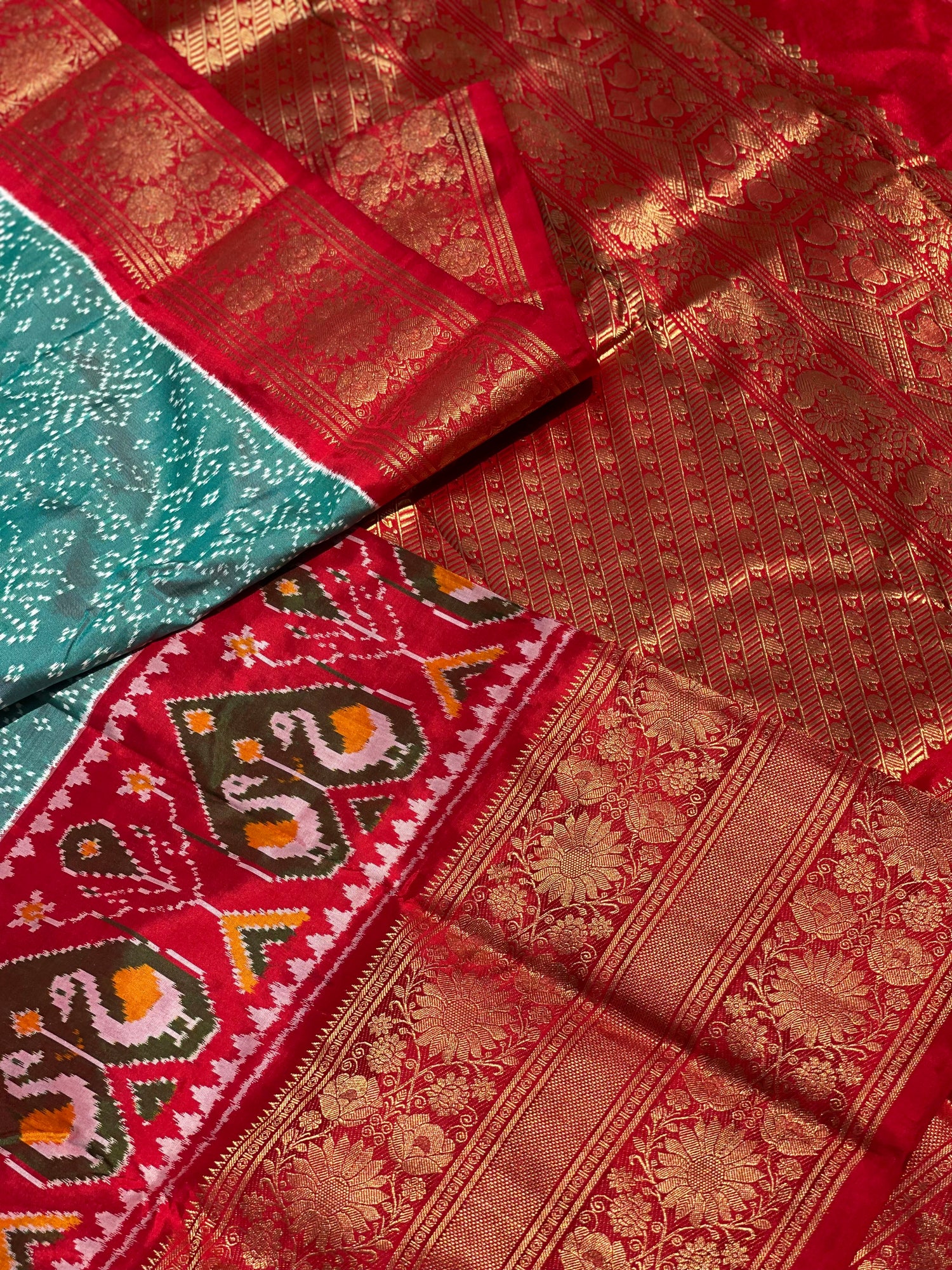 Twill Ikkat Kanchivaram border silk saree