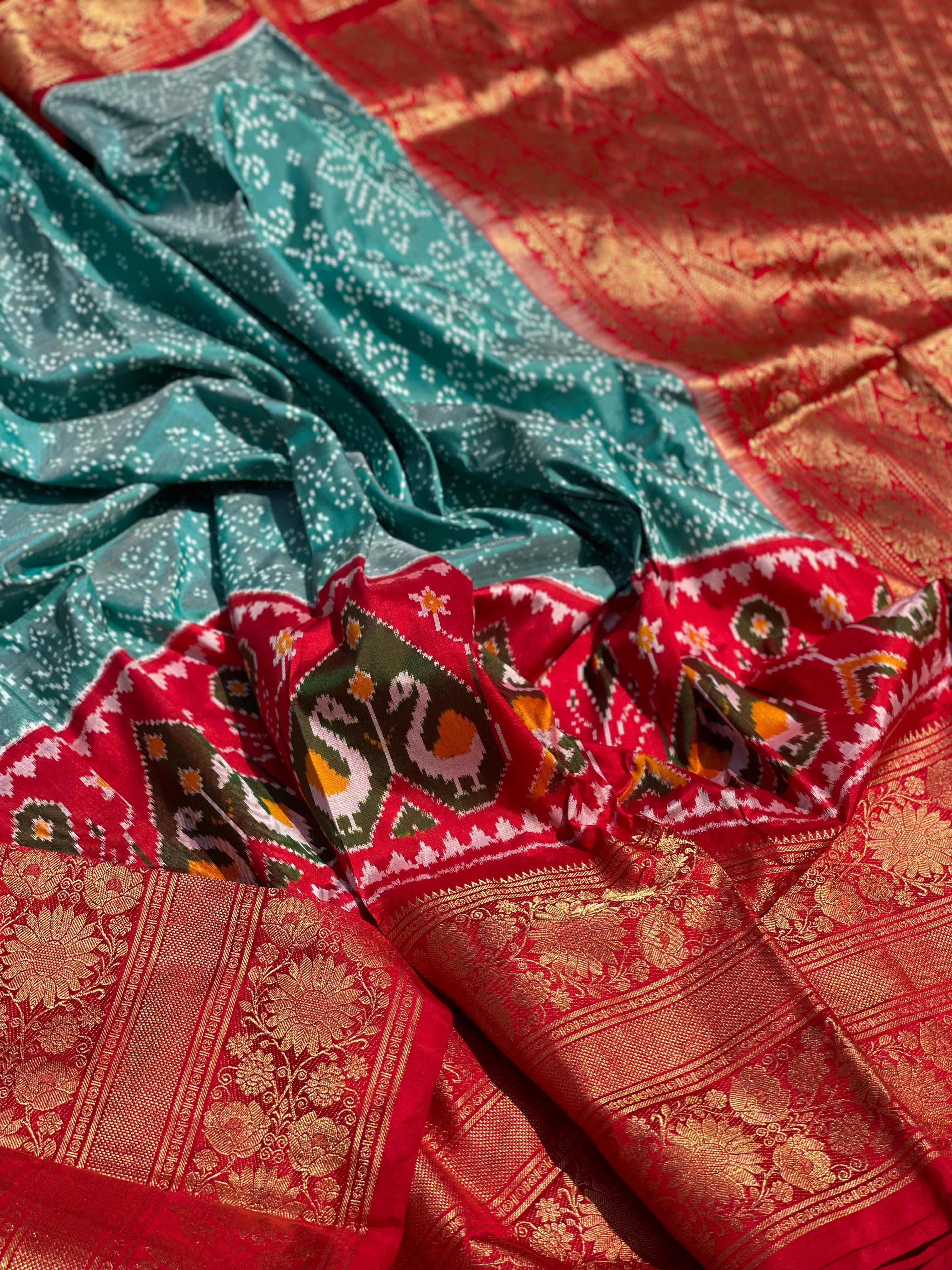 Twill Ikkat Kanchivaram border silk saree