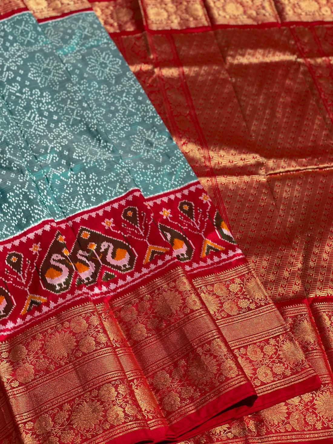 Twill Ikkat Kanchivaram border silk saree