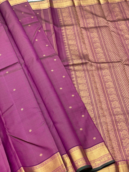 Heirloom vairaoosi kanchivaram silk saree Deep Lavender with pink shade