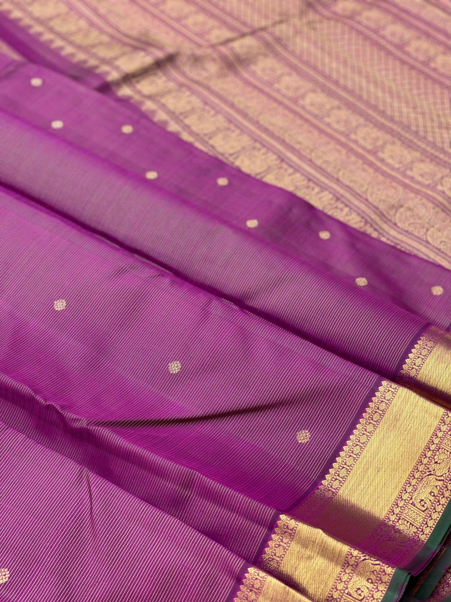 Heirloom vairaoosi kanchivaram silk saree Deep Lavender with pink shade