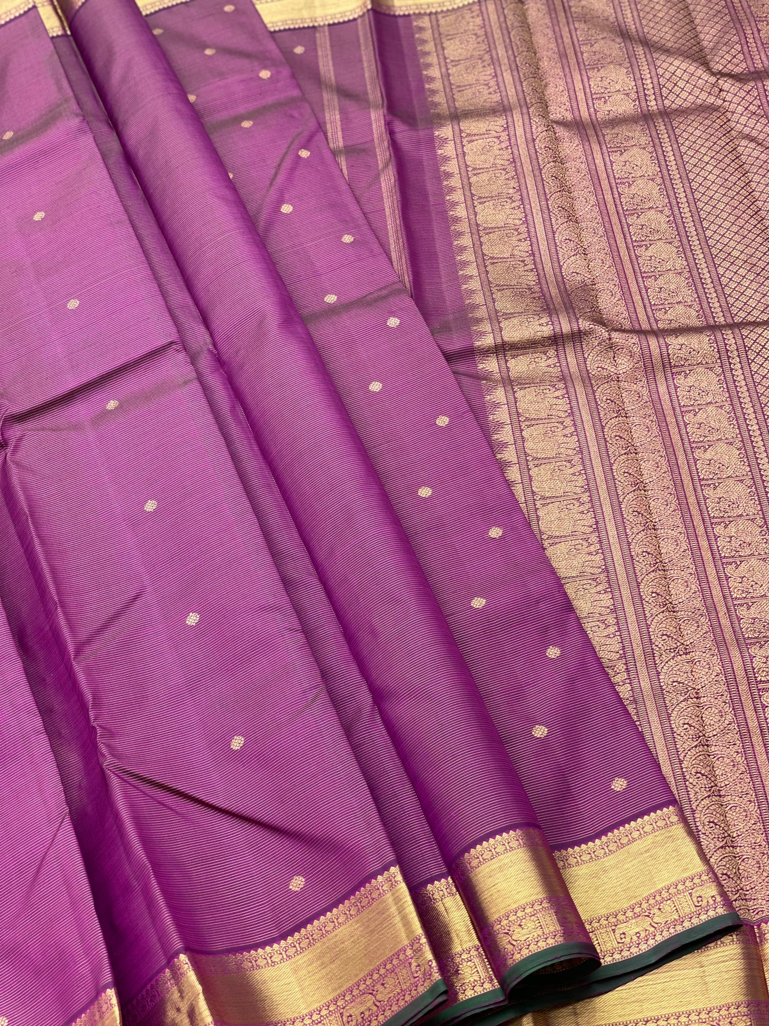 Heirloom vairaoosi kanchivaram silk saree Deep Lavender with pink shade