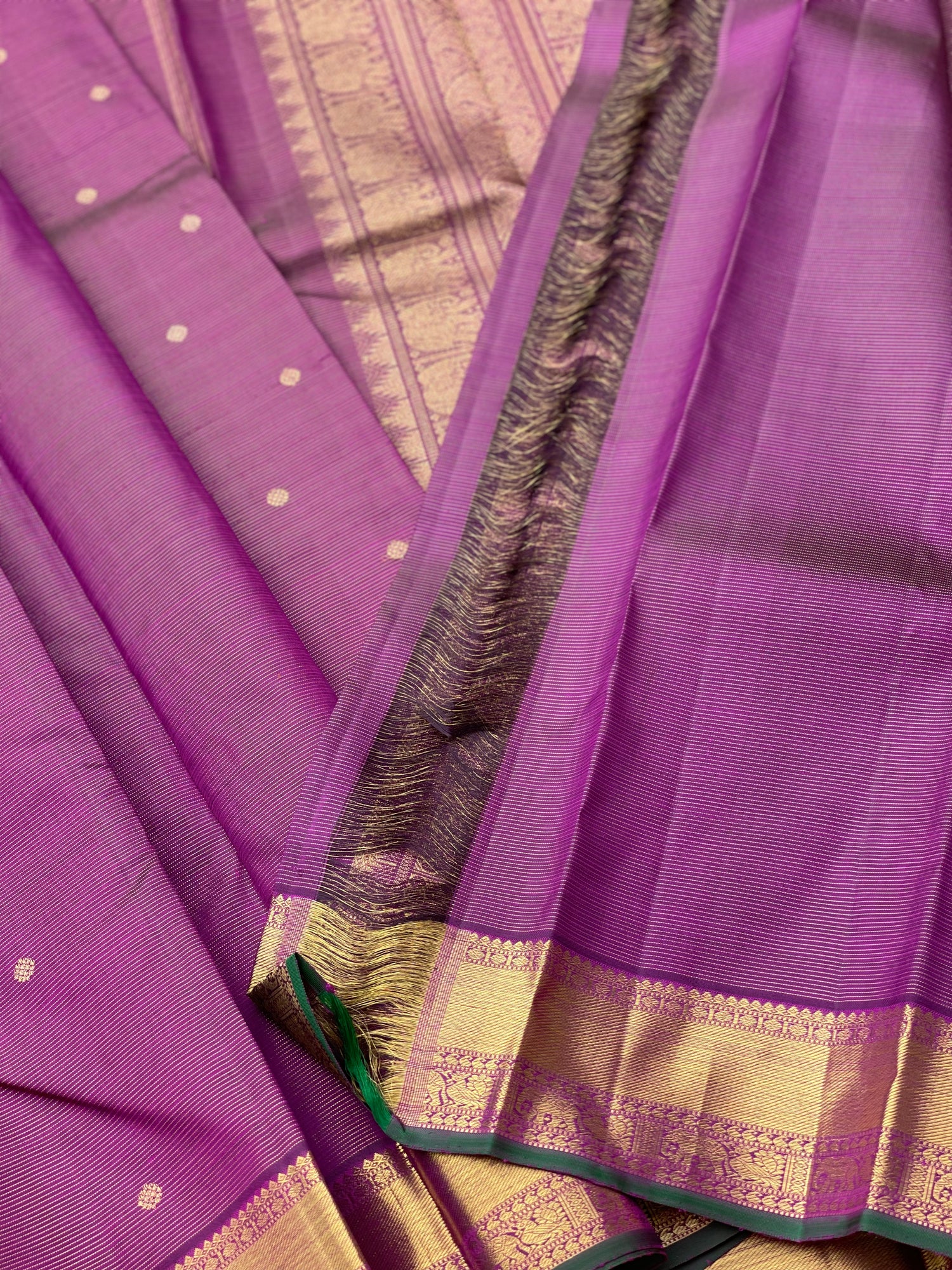 Heirloom vairaoosi kanchivaram silk saree Deep Lavender with pink shade