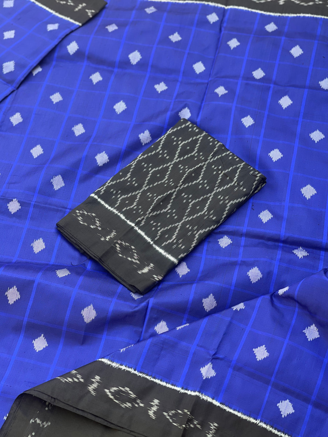 Contemporary Silk Ikkat Saree in Royal Blue shade