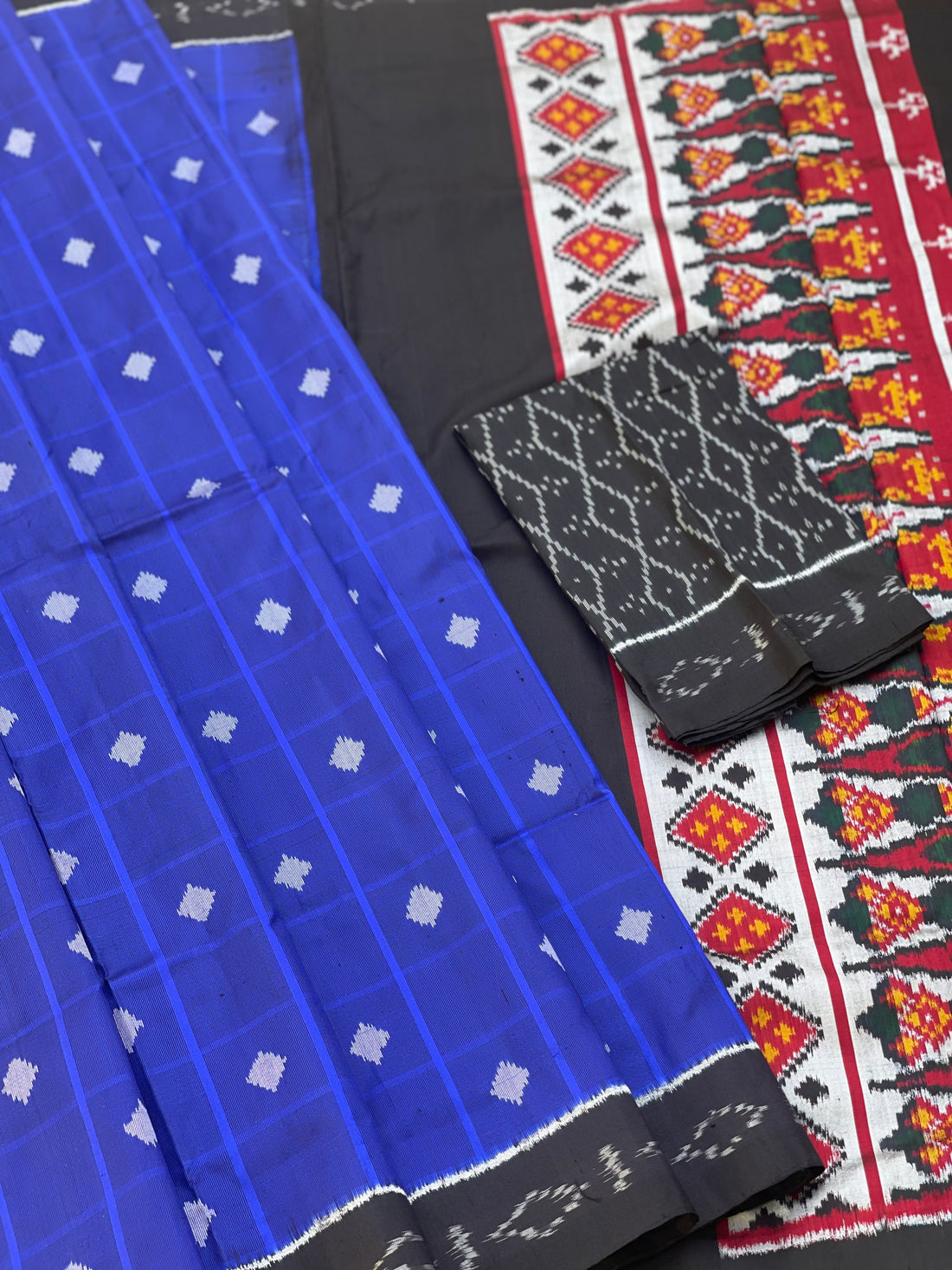 Contemporary Silk Ikkat Saree in Royal Blue shade