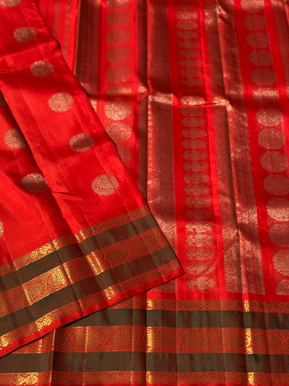 An exquisite zari woven bridal red kanchivaram masterpiece