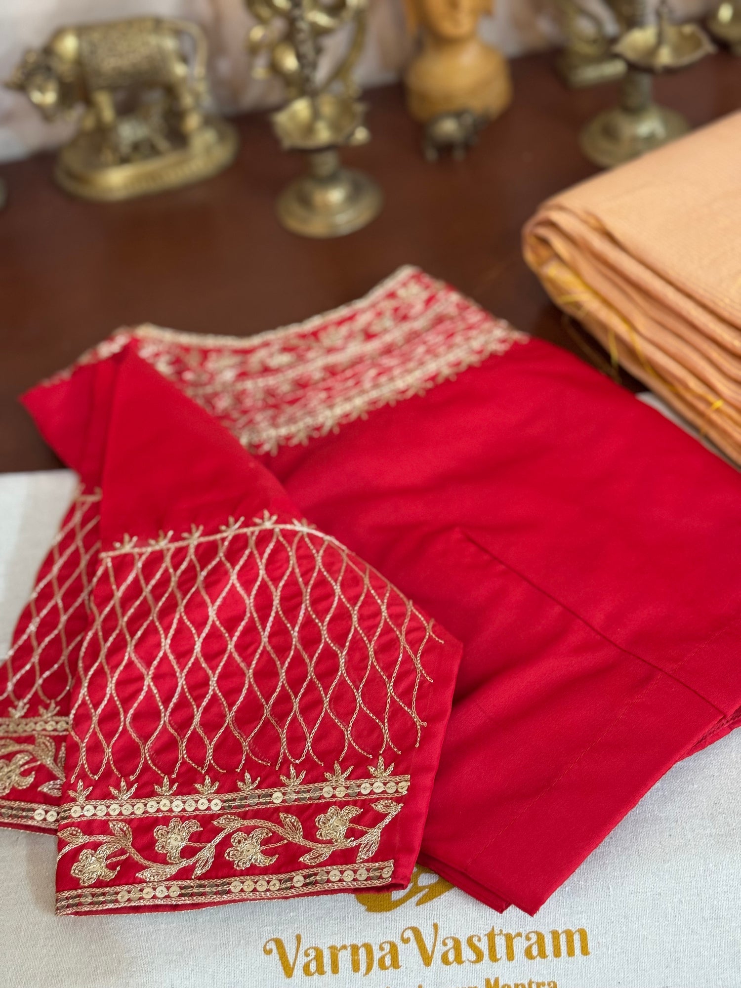Client payment link - Raw silk red designer blouse
