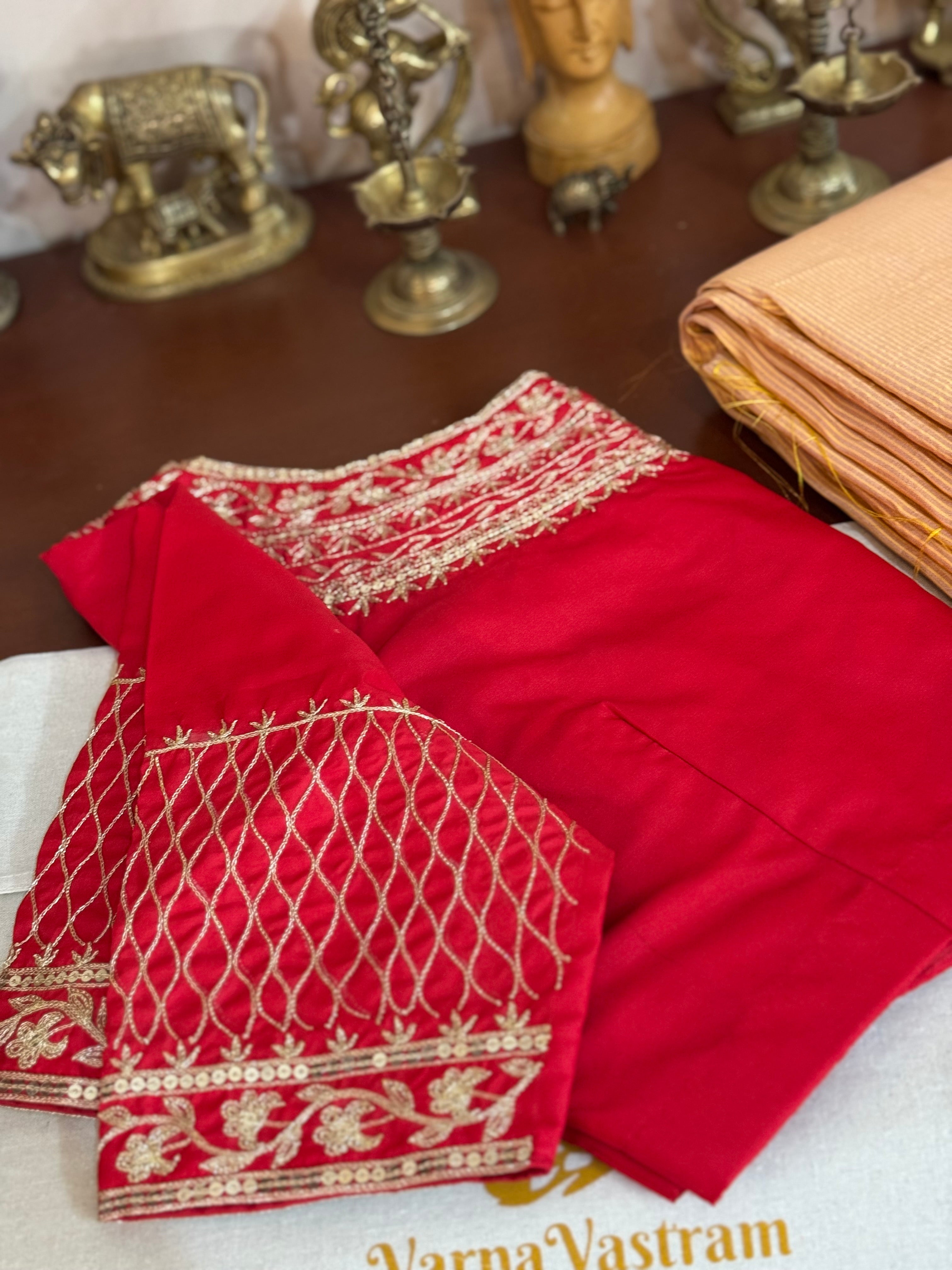 Client payment link - Raw silk red designer blouse