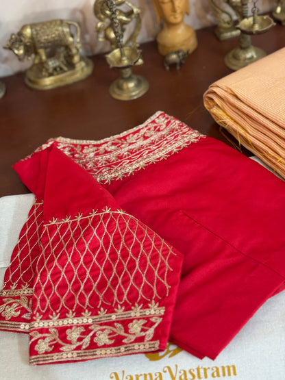 Client payment link - Raw silk red designer blouse