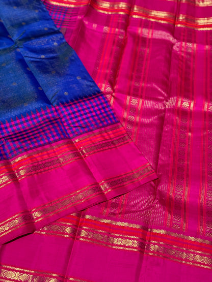 PARAMPARA Kanchivaram silk saree in MSblue with pink shade