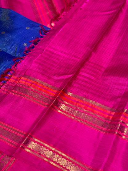 PARAMPARA Kanchivaram silk saree in MSblue with pink shade