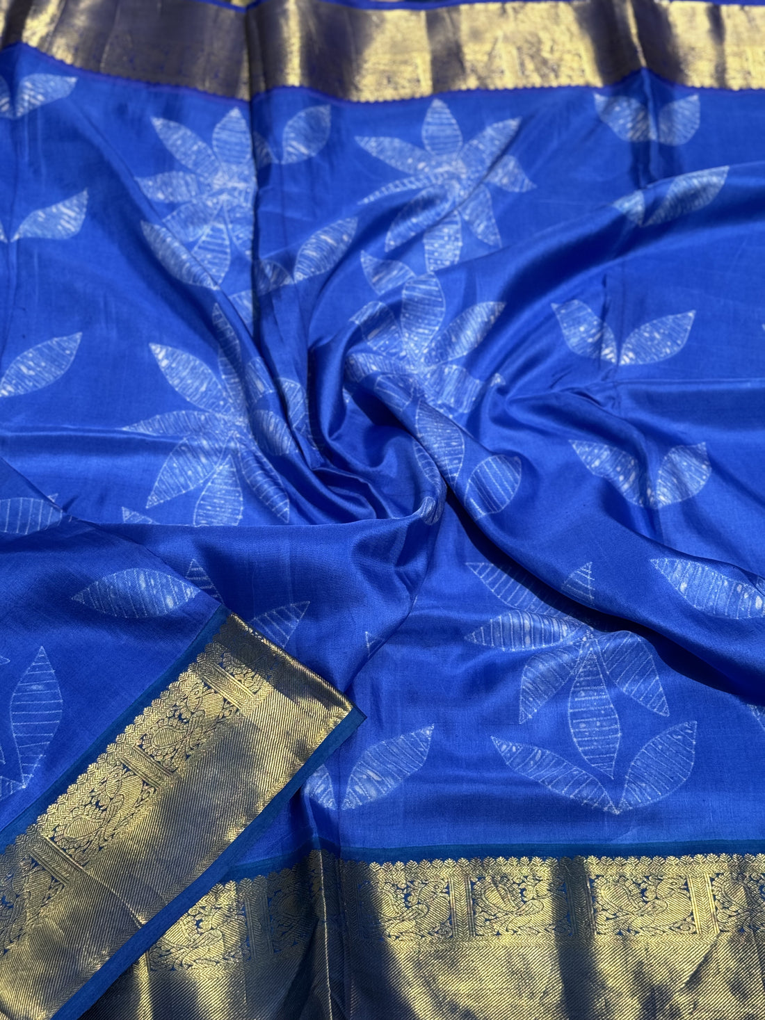 Royal blue shade NUI Shibori korvai kanchivaram silk saree