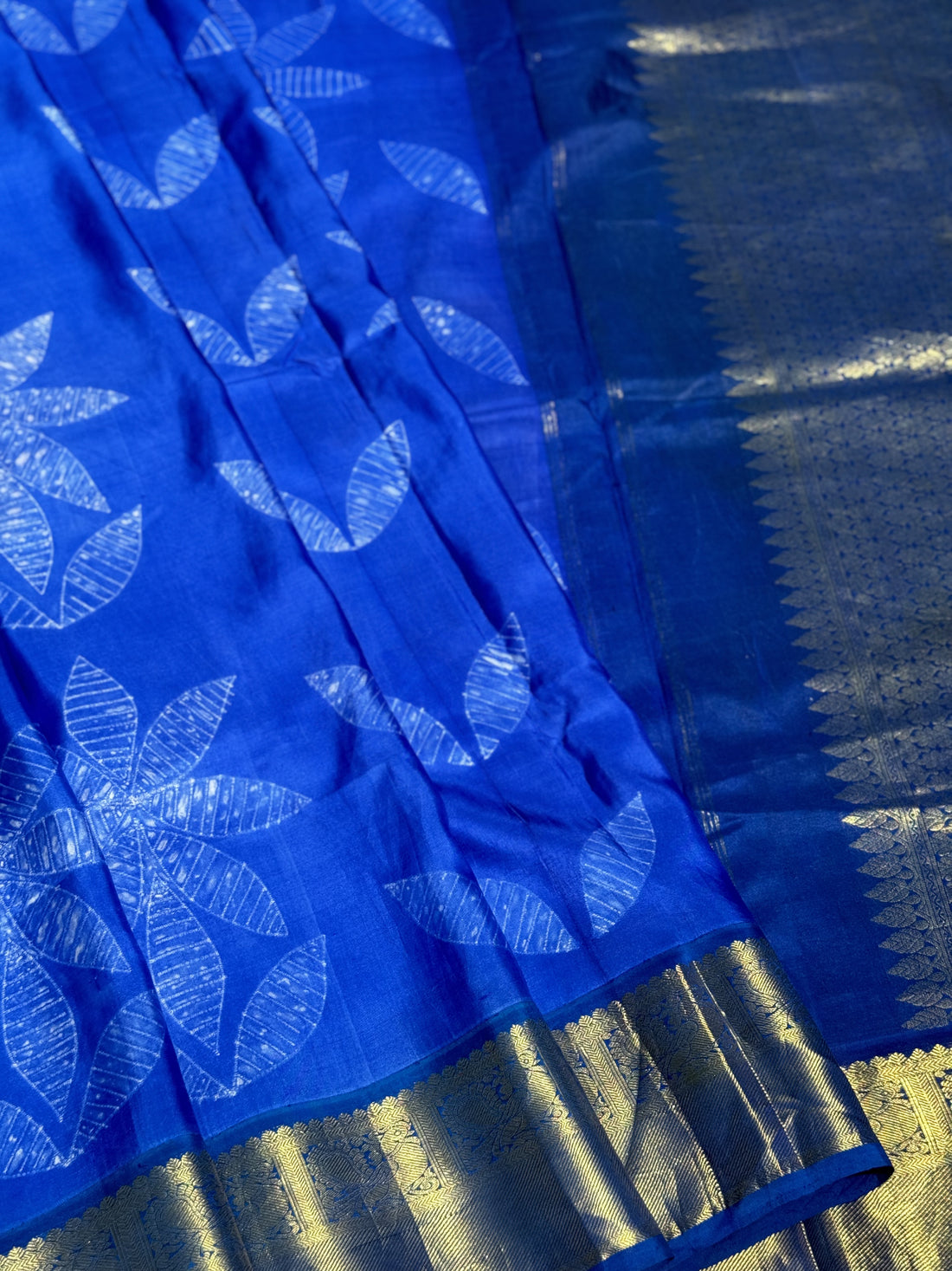 Royal blue shade NUI Shibori korvai kanchivaram silk saree