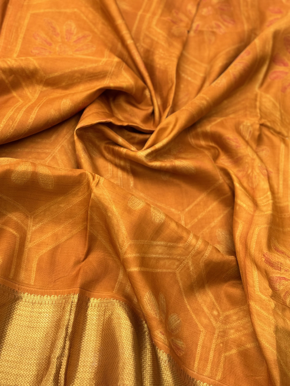 Molten gold shade NUI Shibori korvai kanchivaram silk saree