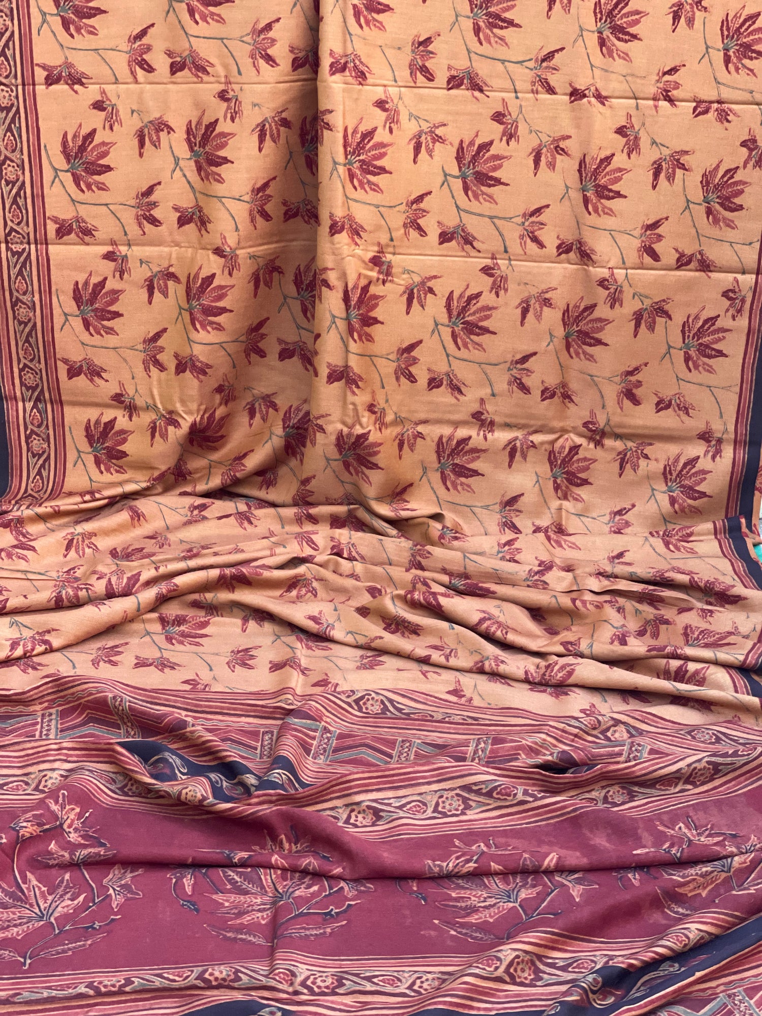 Natural Dyed Ajrakh Double Resist Print Silk Saree