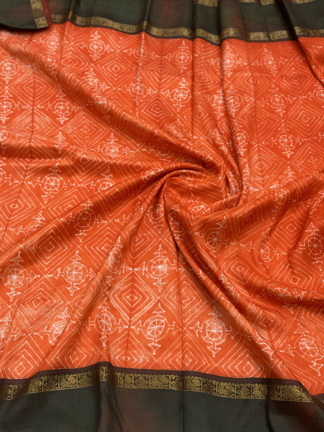 Burnt Orange shade NUI Shibori korvai kanchivaram silk saree