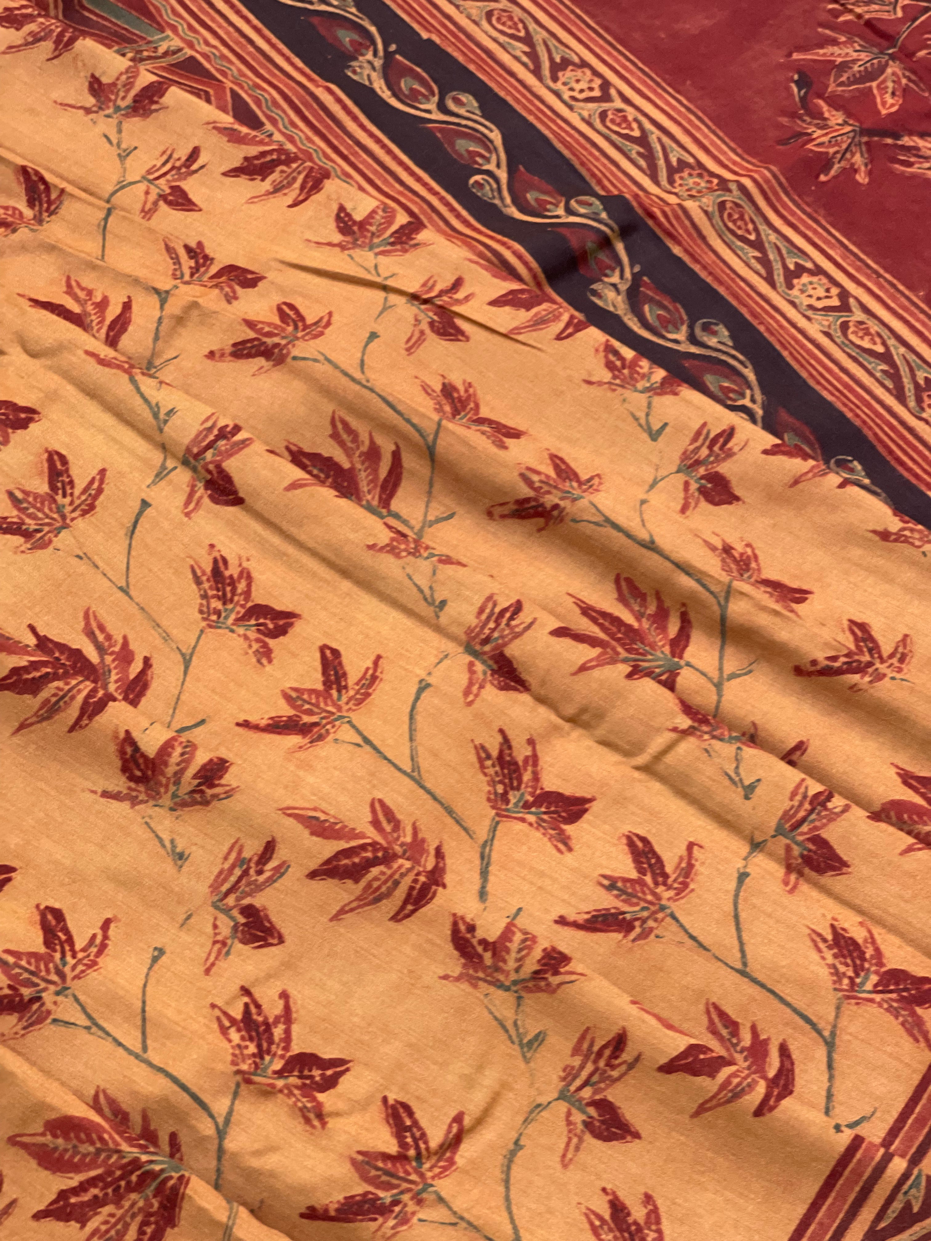 Natural Dyed Ajrakh Double Resist Print Silk Saree