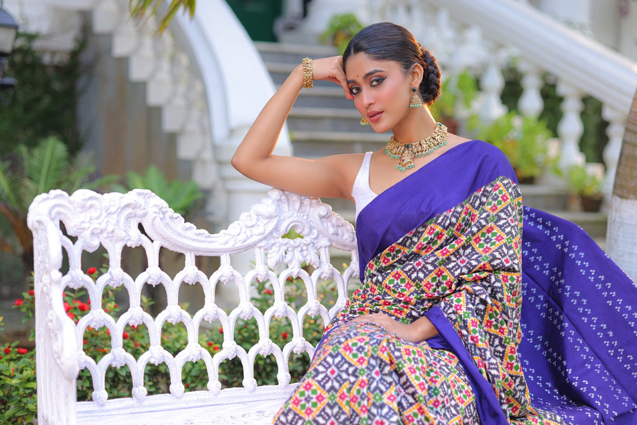 MOHĀ - The exquisite and vintage recreated masterpiece Telia Rumal Inspired silk ikkat