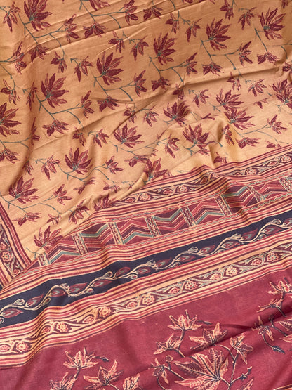 Natural Dyed Ajrakh Double Resist Print Silk Saree