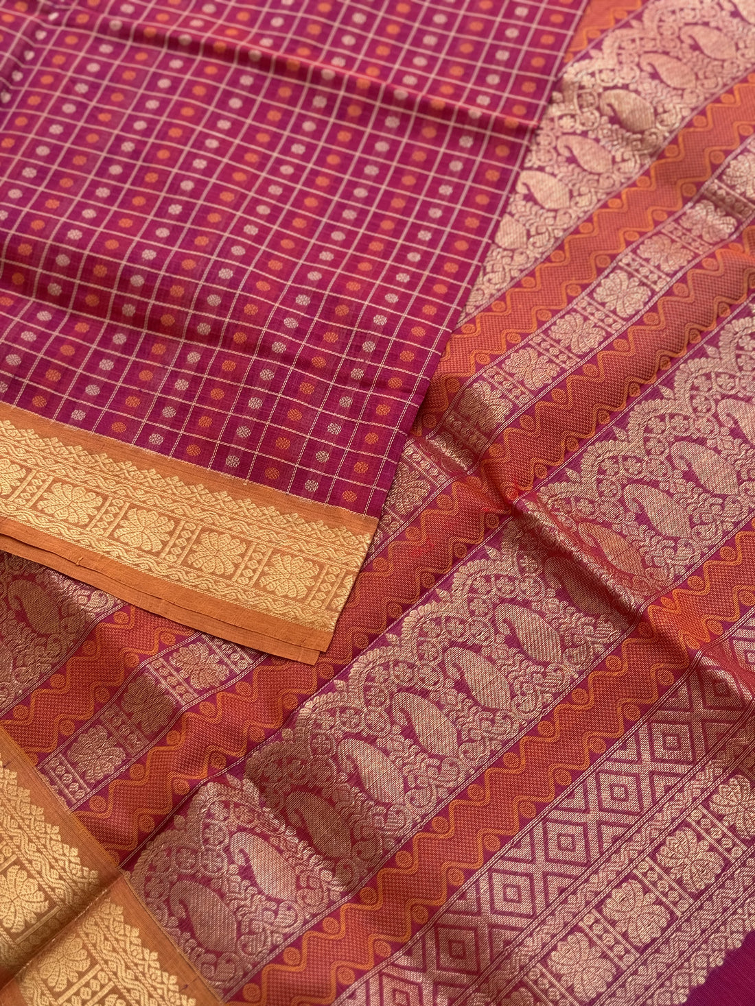 A beautiful 1000 buttas pink shade kanchi silk cotton saree