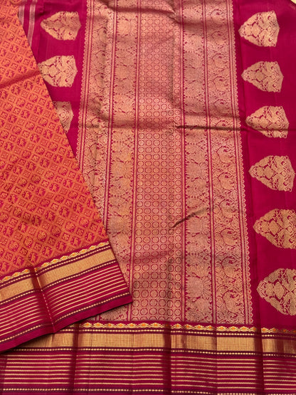 Reserved for Janki - A gorgeous masterpiece in a very unique betel nut shade with arakku kanchivaram silk saree
