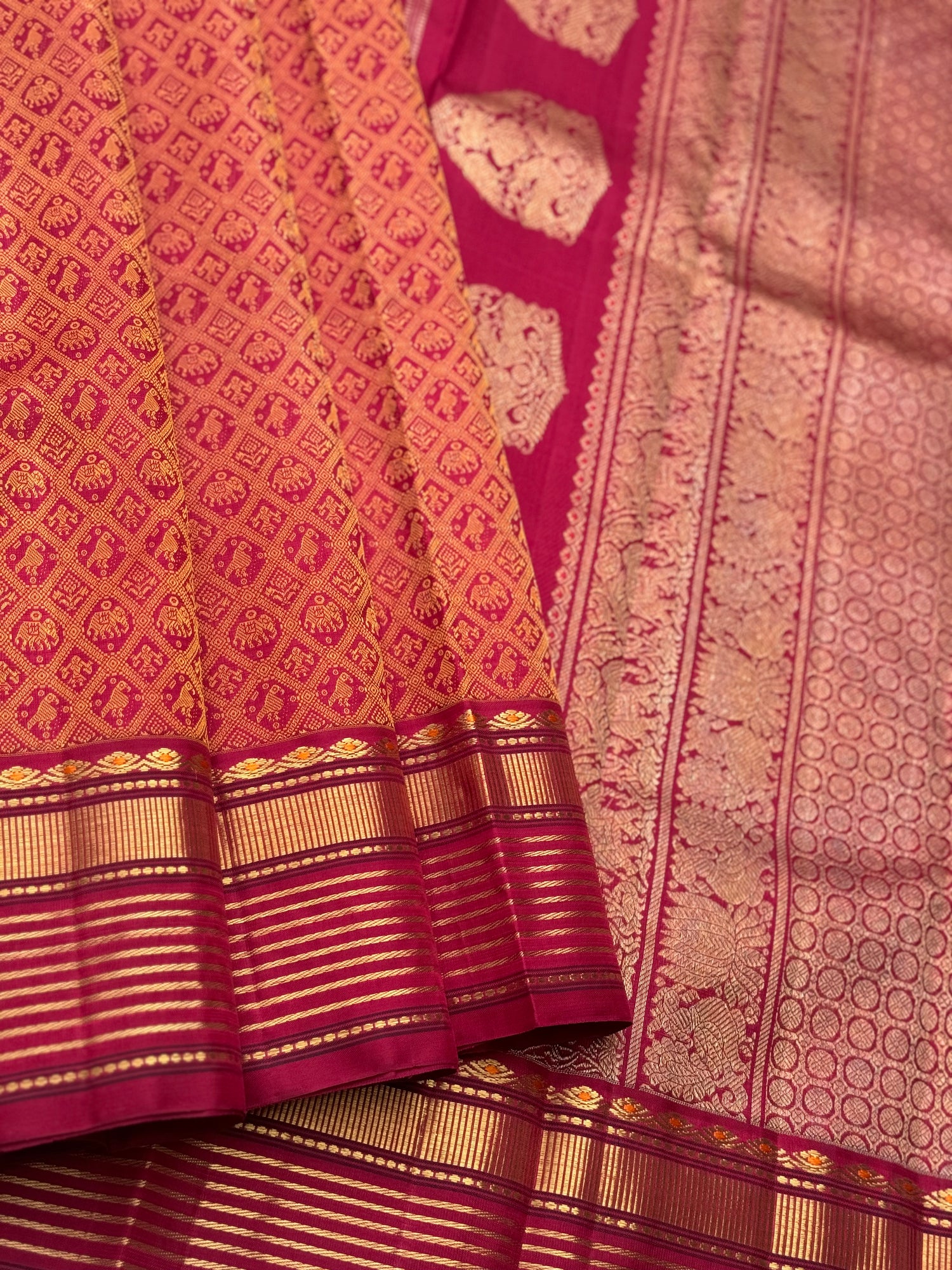 Reserved for Janki - A gorgeous masterpiece in a very unique betel nut shade with arakku kanchivaram silk saree