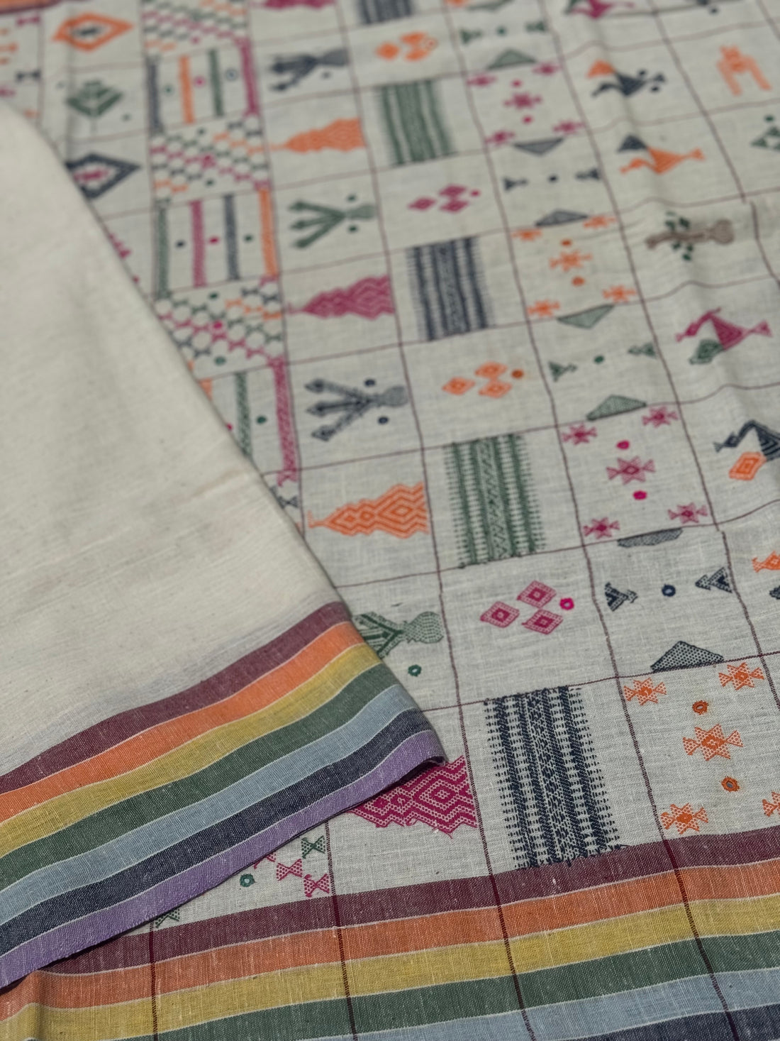 Masterpiece Handwoven Kala cotton bhujodi saree