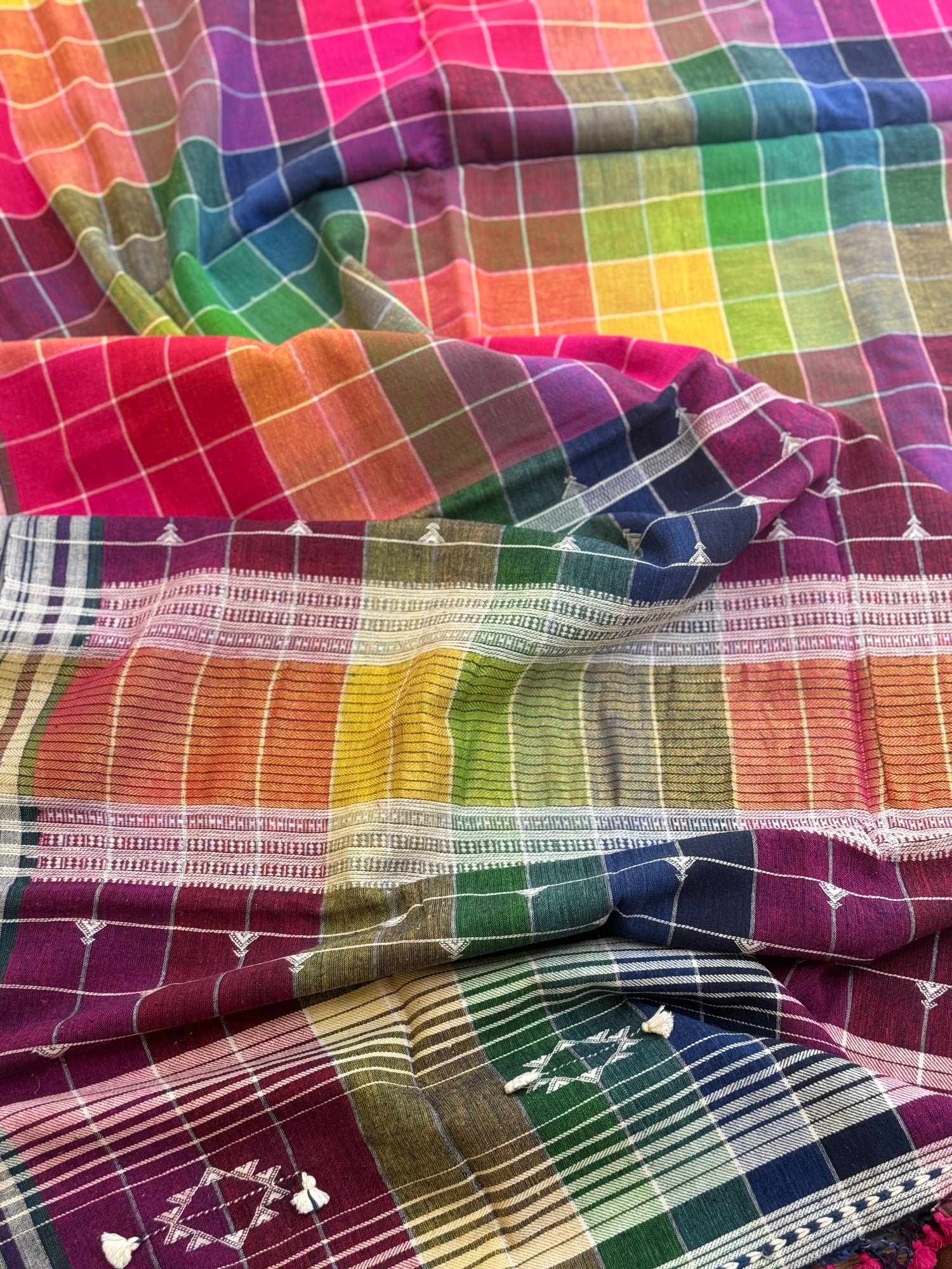 Handwoven Kala cotton bhujodi saree multicoloured