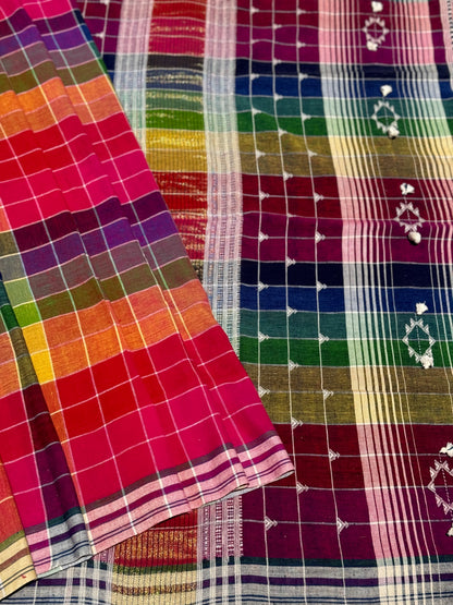 Handwoven Kala cotton bhujodi saree multicoloured