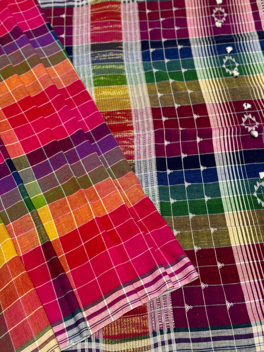 Handwoven Kala cotton bhujodi saree multicoloured