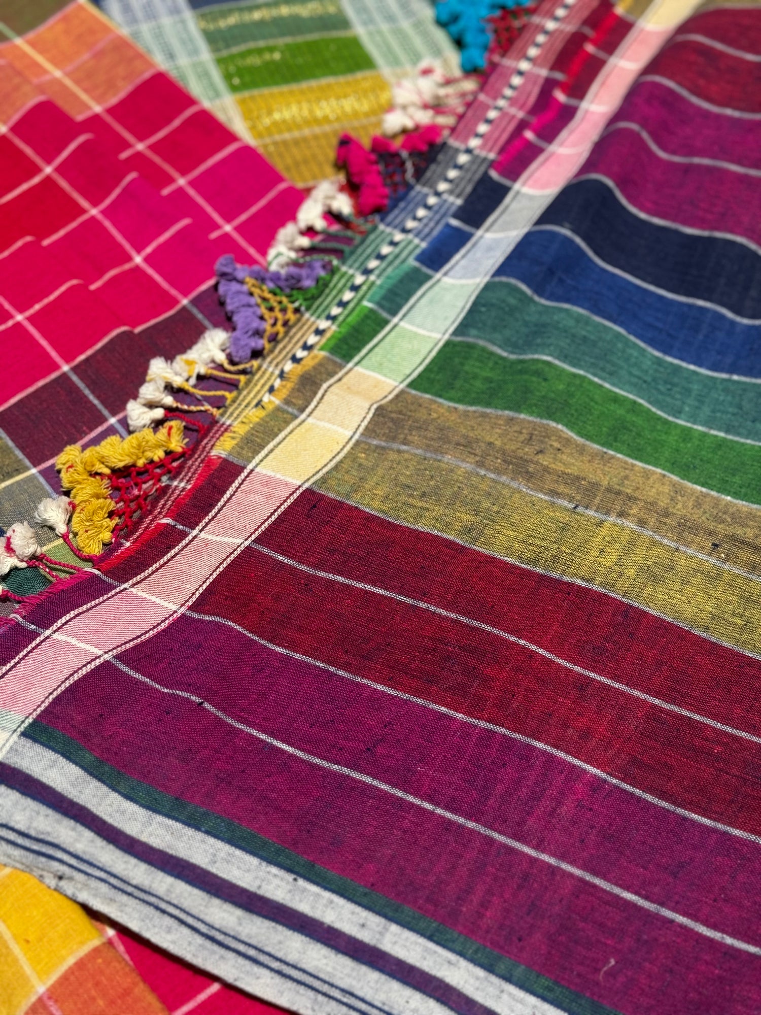 Handwoven Kala cotton bhujodi saree multicoloured