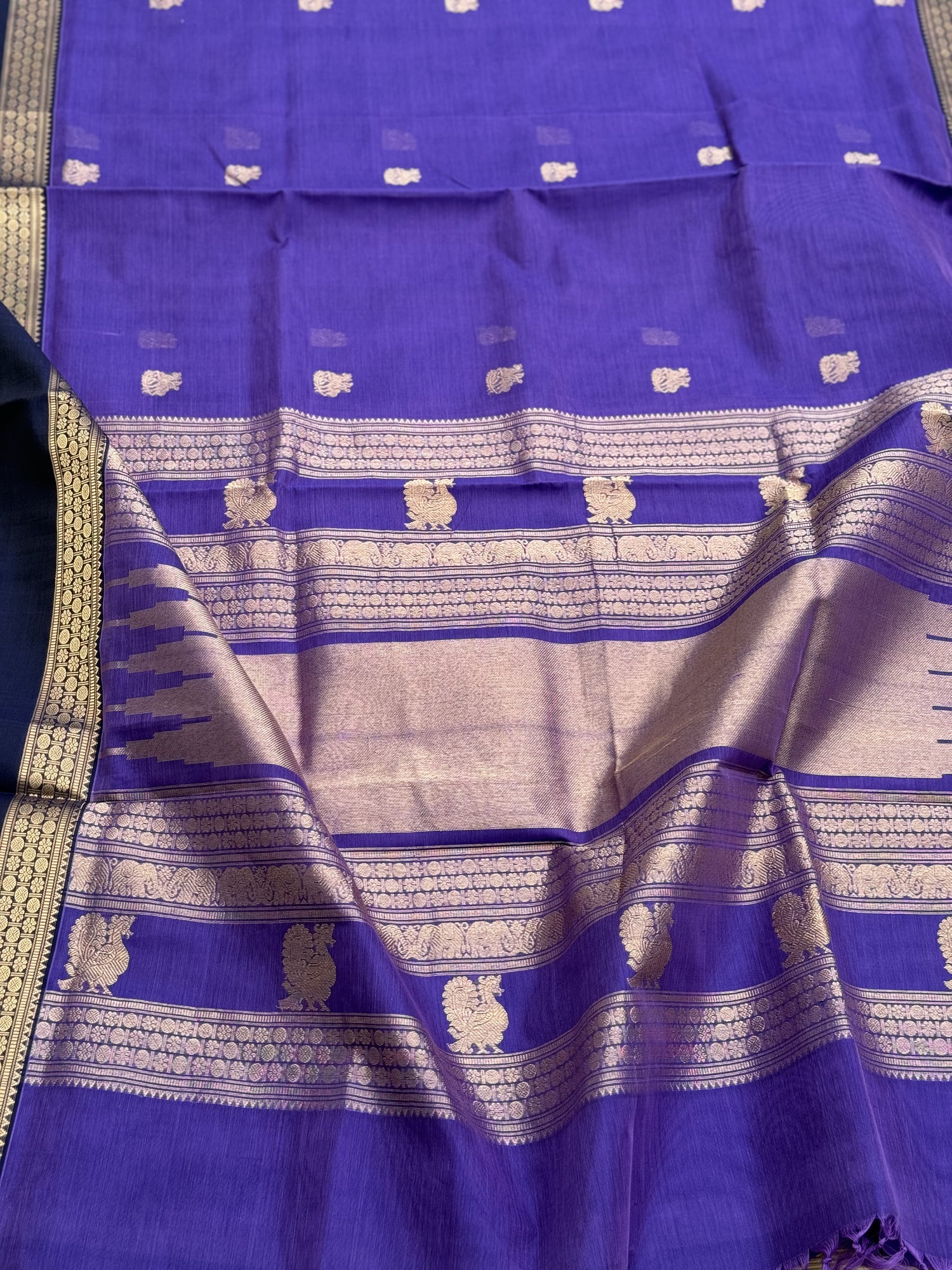 A gorgeous lavender shade handwoven Kanchi  silk cotton saree