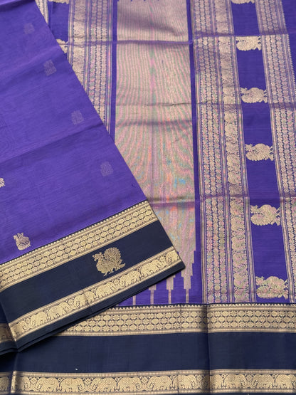 A gorgeous lavender shade handwoven Kanchi  silk cotton saree