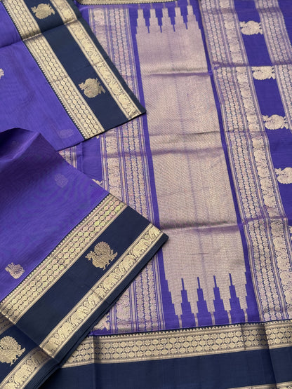 A gorgeous lavender shade handwoven Kanchi  silk cotton saree