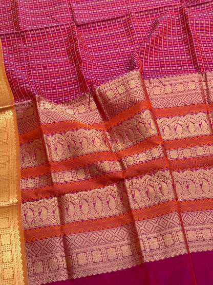 A gorgeous purple  pink shade handwoven 1000 buttas  silk cotton saree