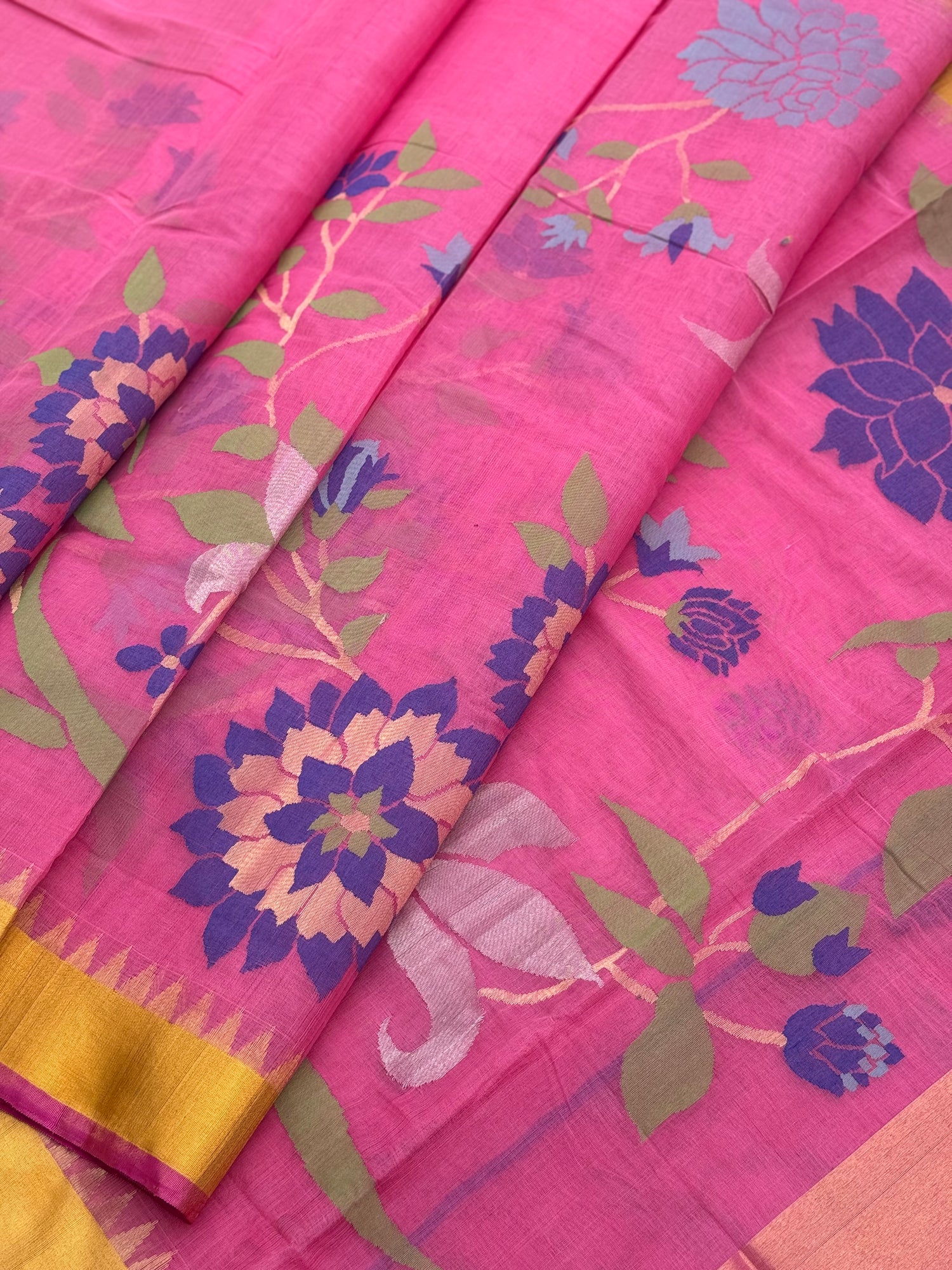 A gorgeous baby pink colour all over jaal weave organic handwoven ponduru Khadhi cotton Jamdani saree