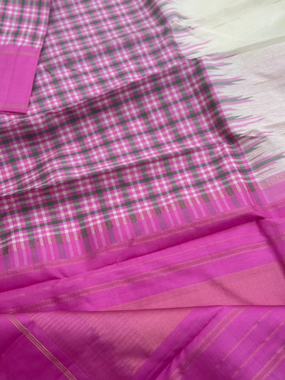 Linen by Mulberry silk Korvai Kanchivaram silk saree