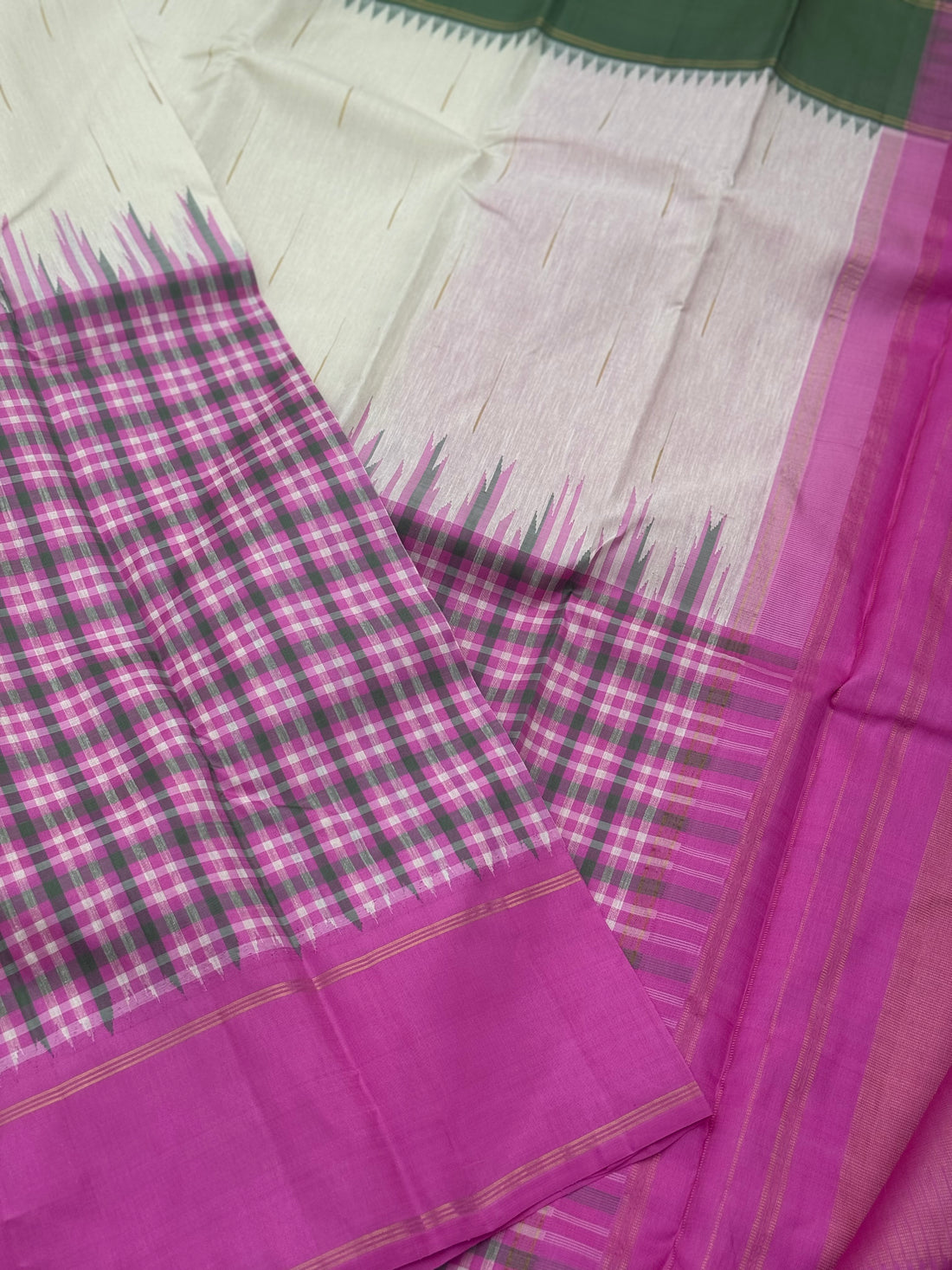 Linen by Mulberry silk Korvai Kanchivaram silk saree