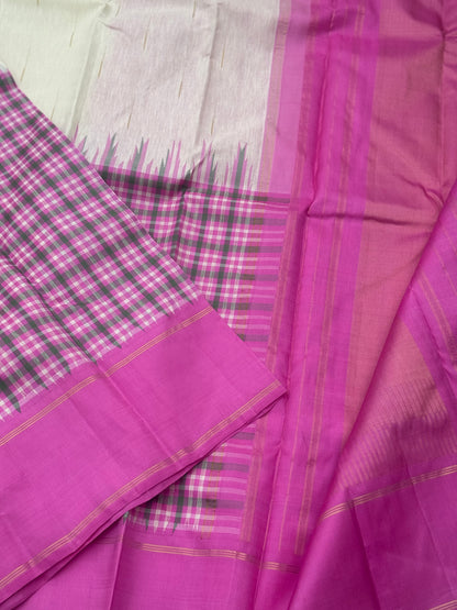 Linen by Mulberry silk Korvai Kanchivaram silk saree