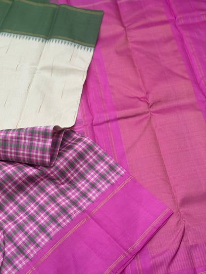 Linen by Mulberry silk Korvai Kanchivaram silk saree