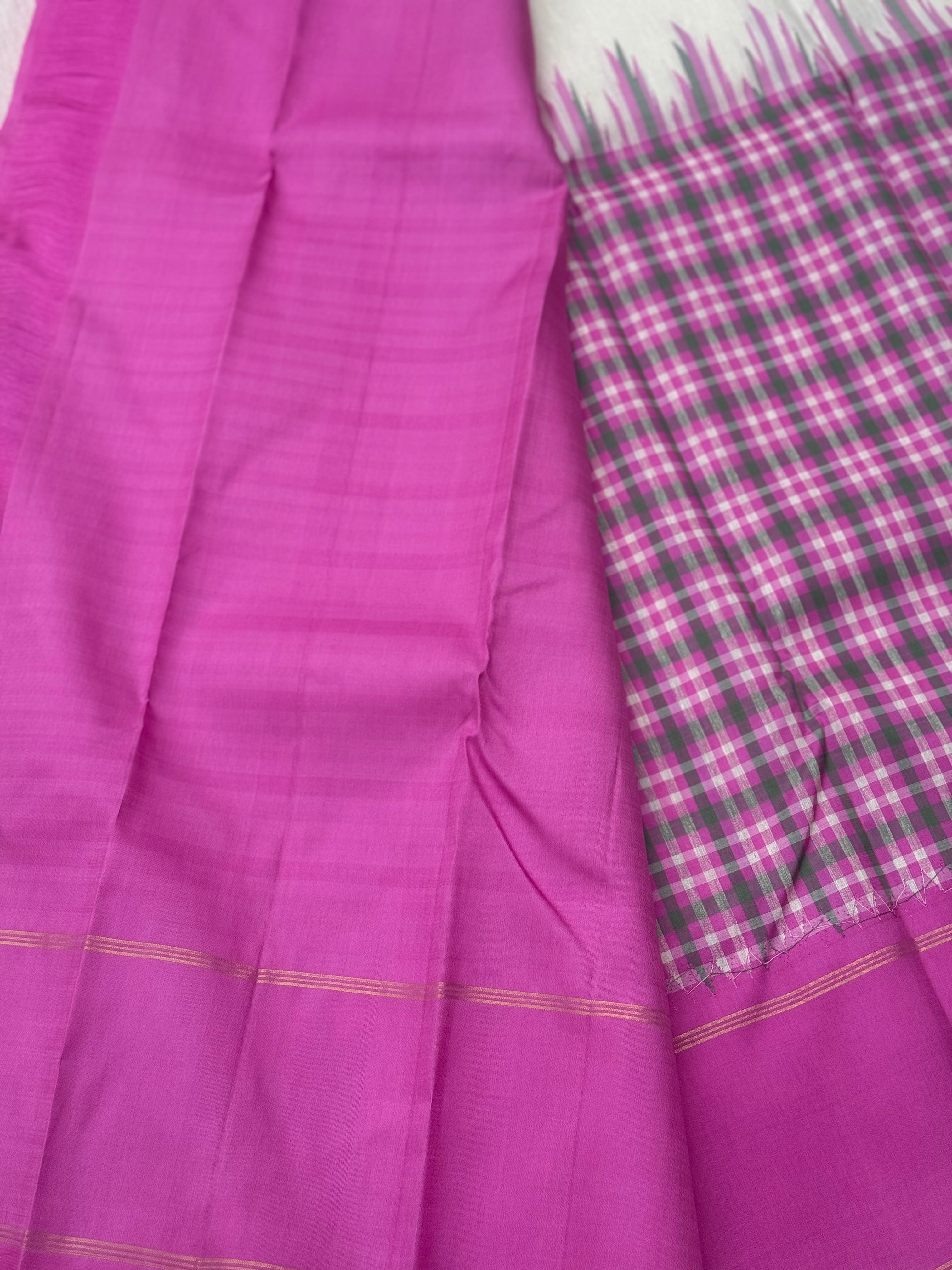 Linen by Mulberry silk Korvai Kanchivaram silk saree