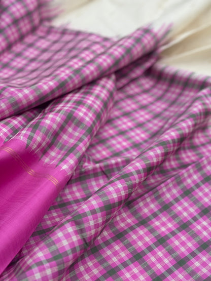 Linen by Mulberry silk Korvai Kanchivaram silk saree