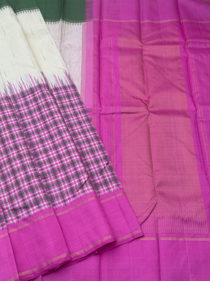 Linen by Mulberry silk Korvai Kanchivaram silk saree