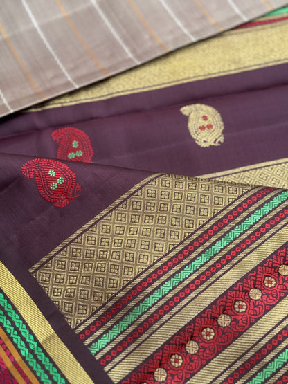 A Masterpiece neli veldhari kanchivaram korvai silk saree in a gorgeous molten gold shade