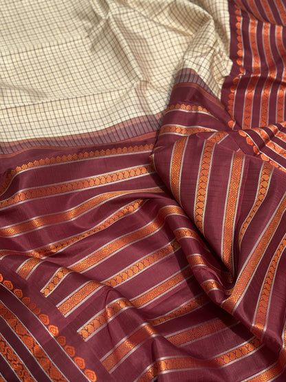 A Masterpiece no zari kanchivaram korvai silk saree in 6 pettu threadwork