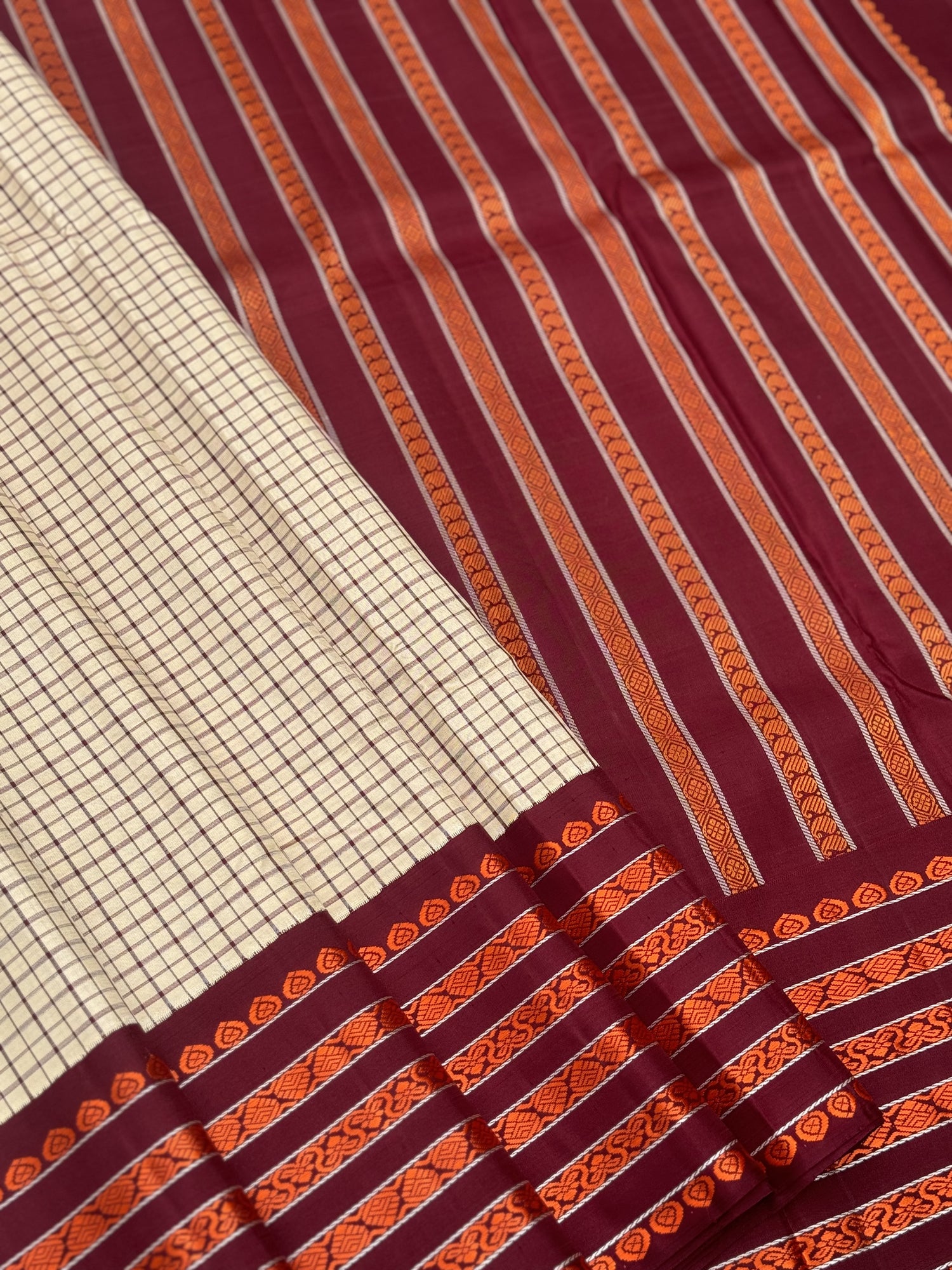 A Masterpiece no zari kanchivaram korvai silk saree in 6 pettu threadwork