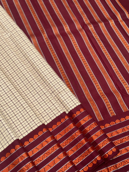 A Masterpiece no zari kanchivaram korvai silk saree in 6 pettu threadwork
