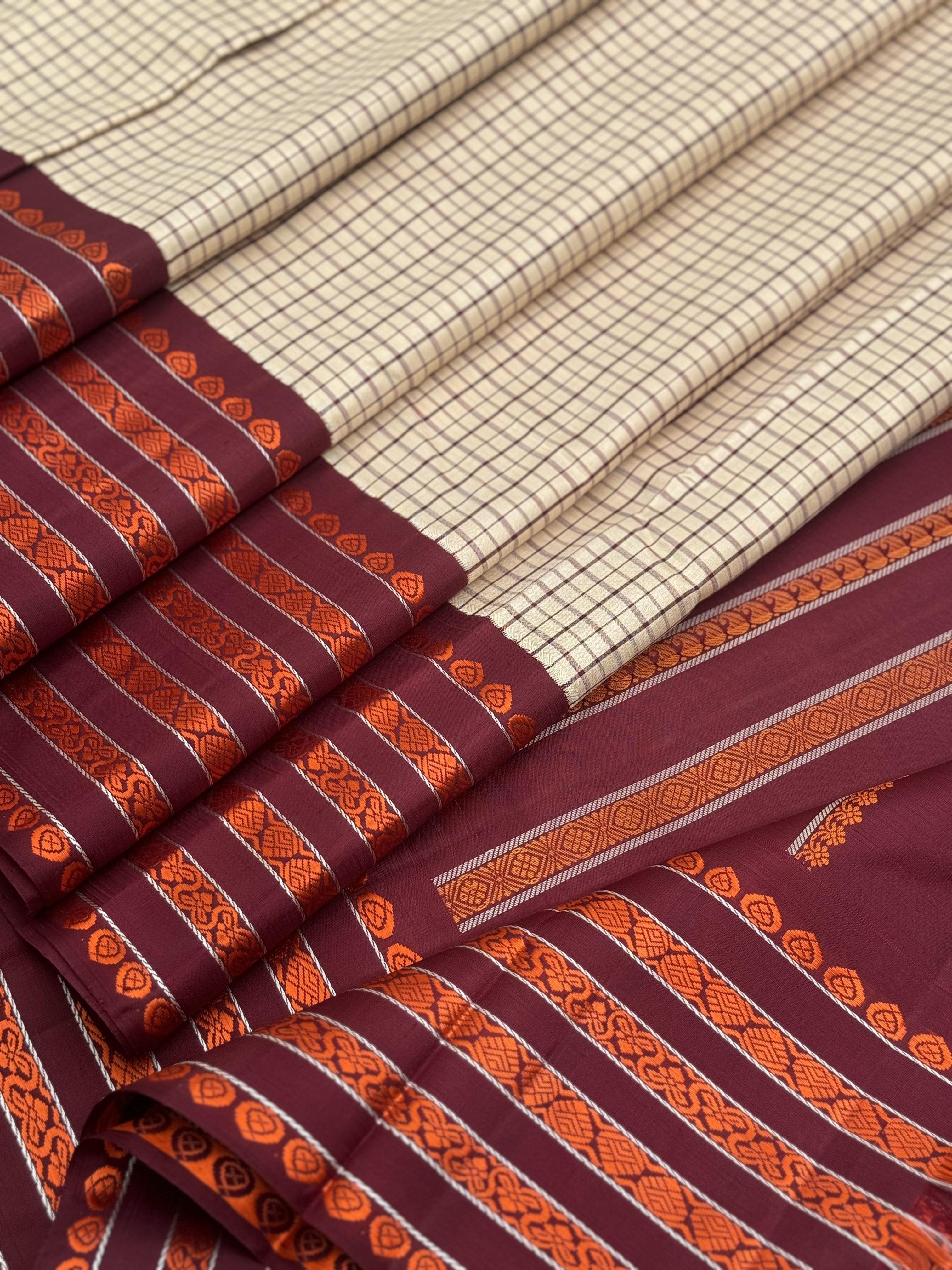 A Masterpiece no zari kanchivaram korvai silk saree in 6 pettu threadwork
