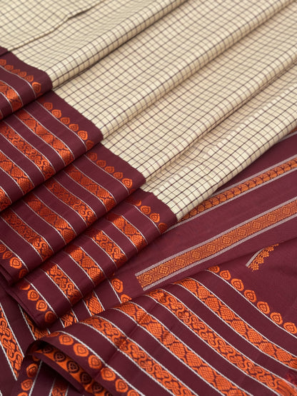 A Masterpiece no zari kanchivaram korvai silk saree in 6 pettu threadwork